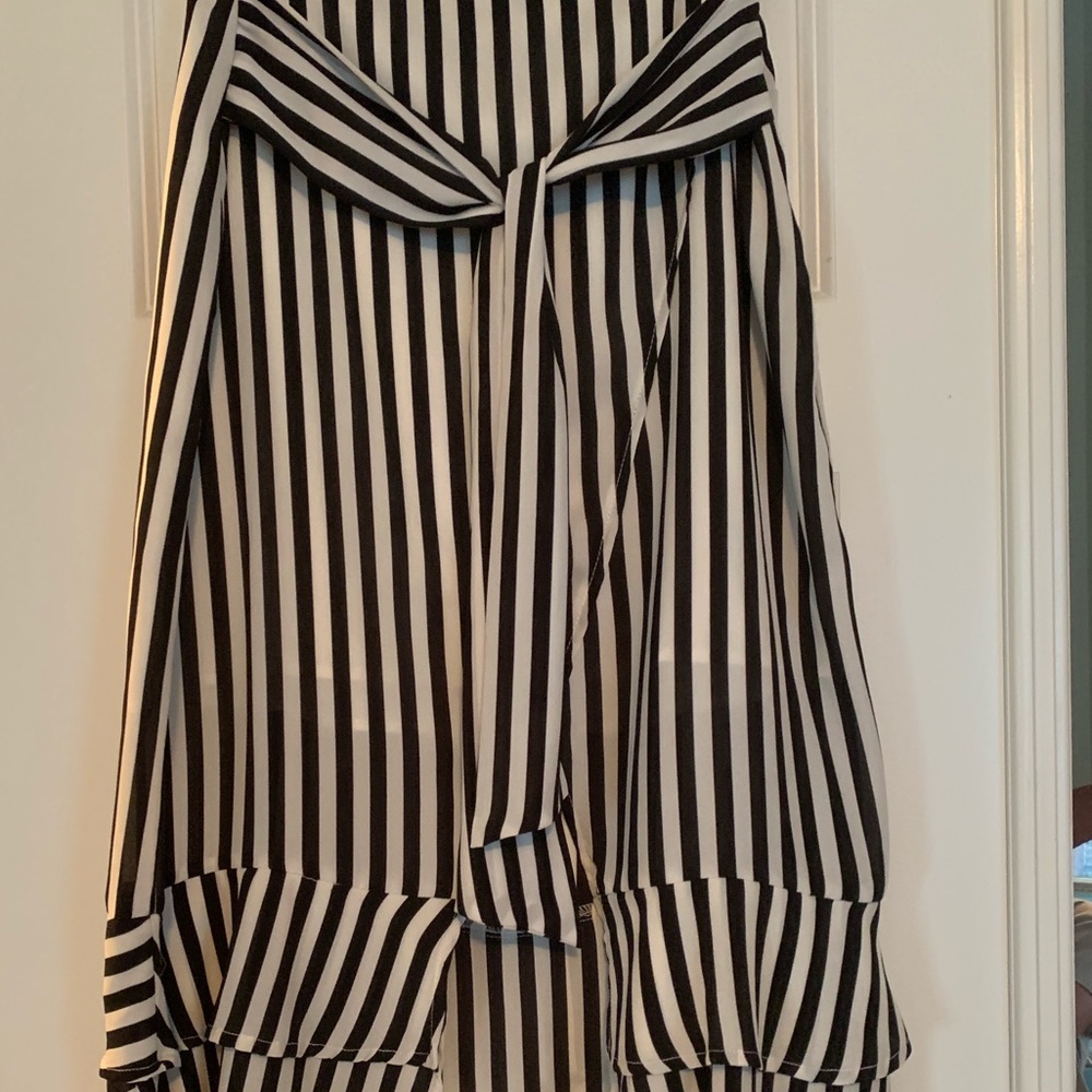 whowhatwear black and white stripped skirt.